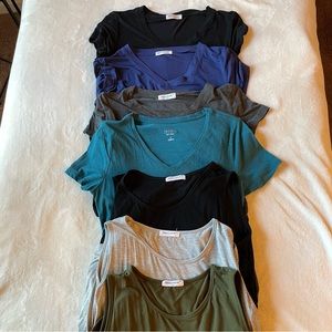 4 Maternity V-neck T-shirts, 3 Maternity Tank Tops, 1 Gap Nursing T-shirt Dress